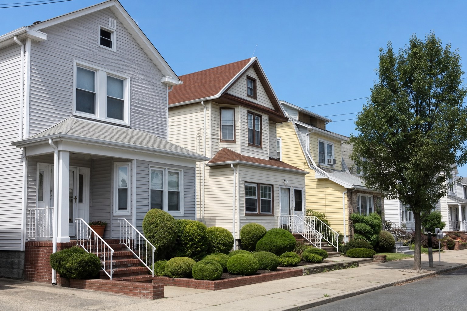 Two-family homes on a Hudson County street, concept imagery