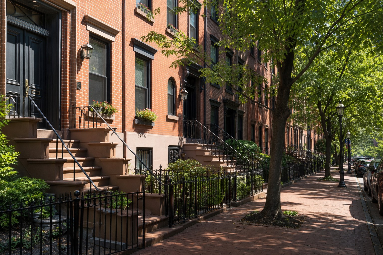 Brownstone street in Hoboken, New Jersey, concept imagery